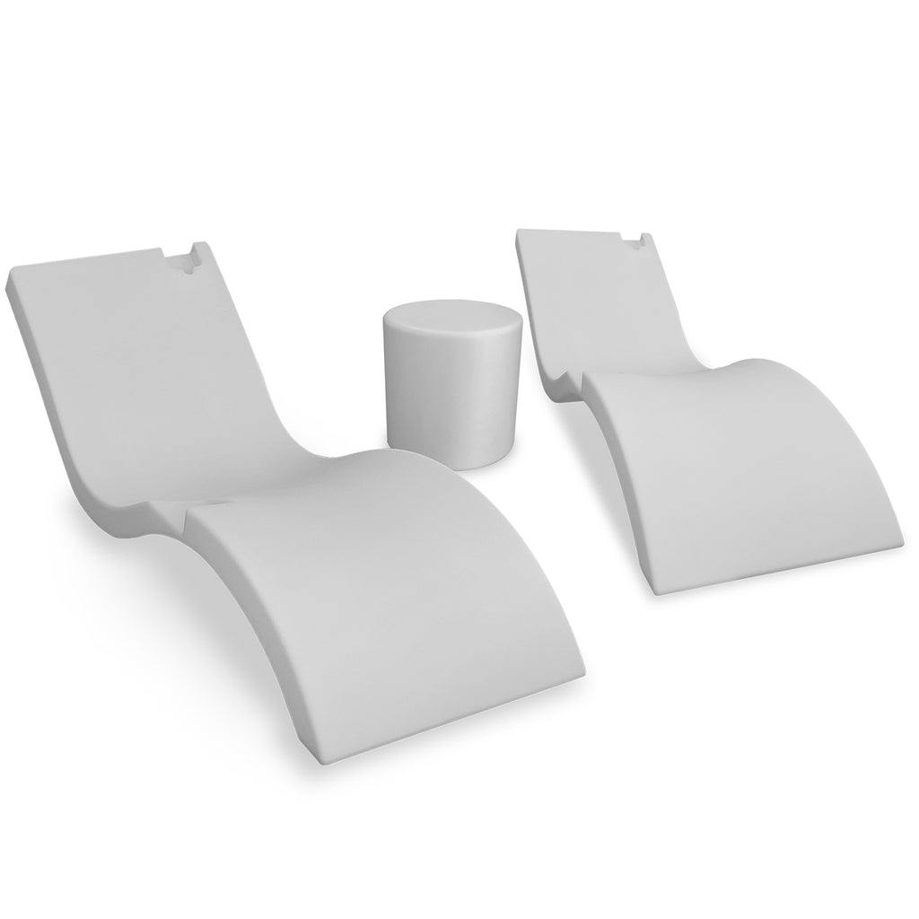 Wave Lounger Pair + Cylinder Table Combo image 2