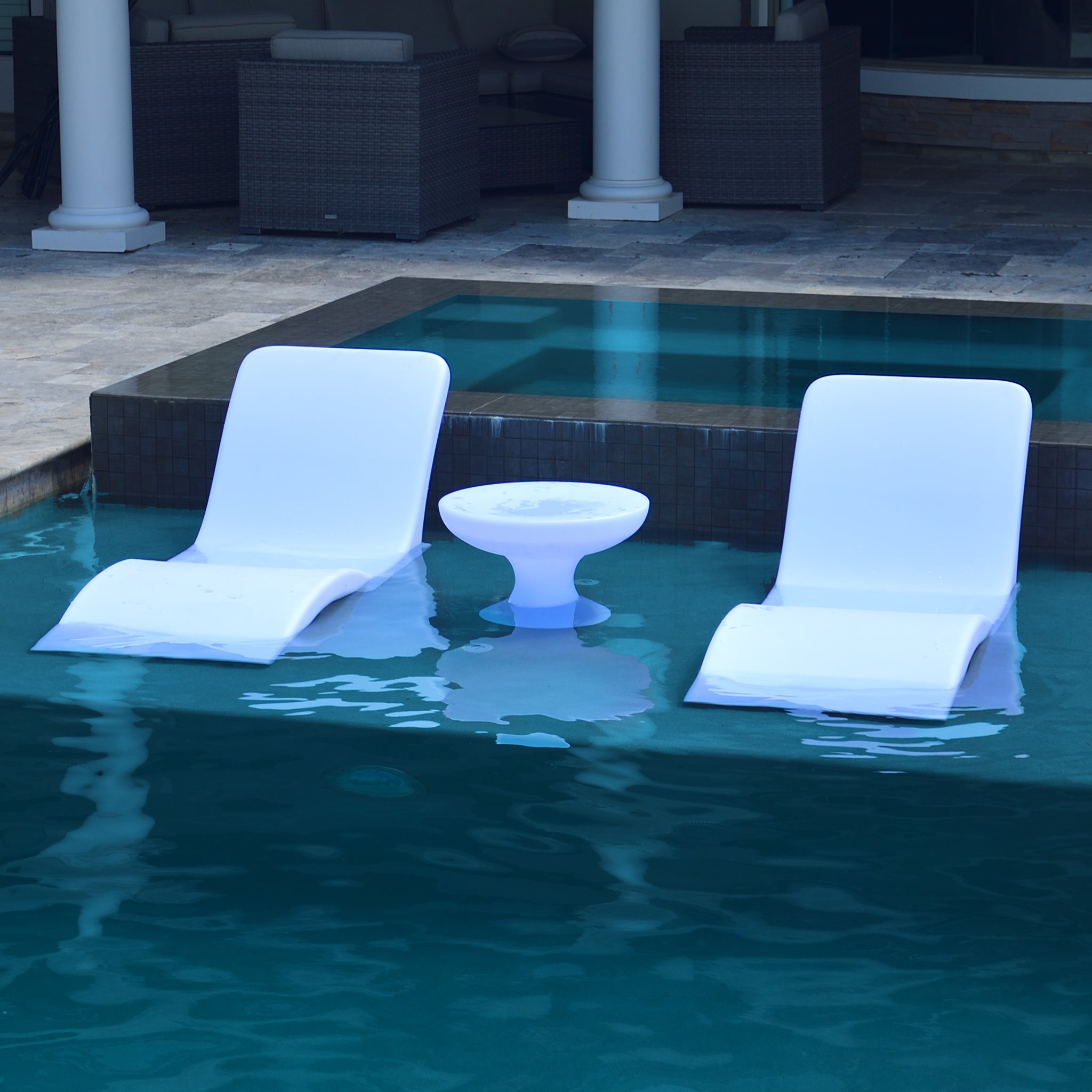 Round Chaise Pair + Hourglass Table image 0